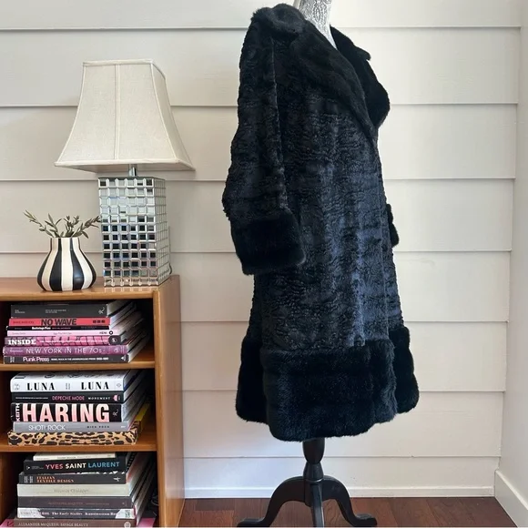 Vintage Black Faux Fur Coat by Rosewin - Picture 2 of 12